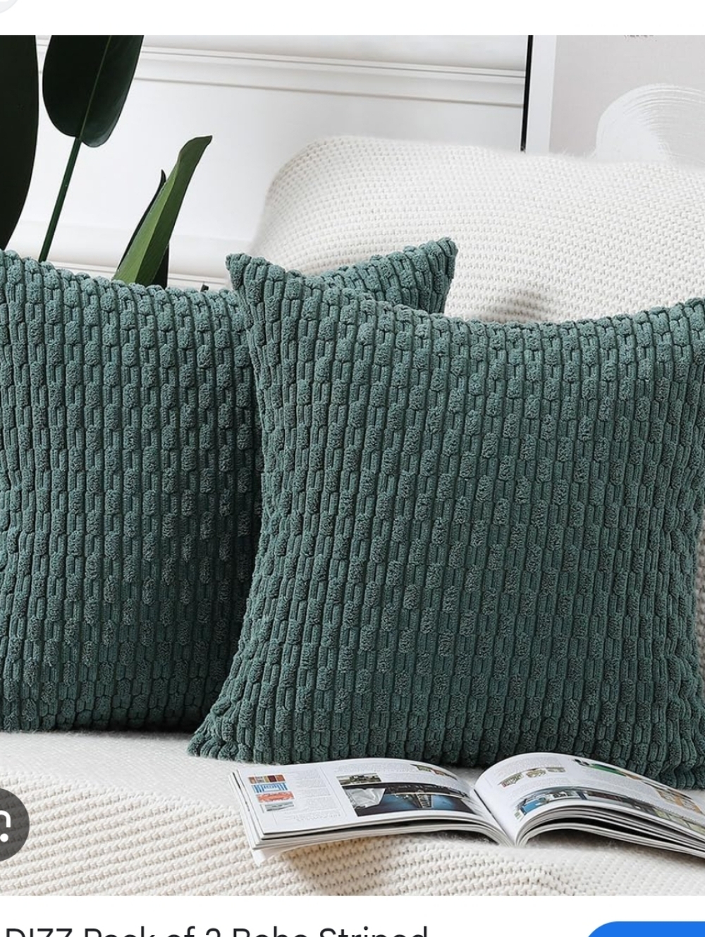 Soft Decorative Pillow Covers Set Of 2 Dark Green 24" By 24"